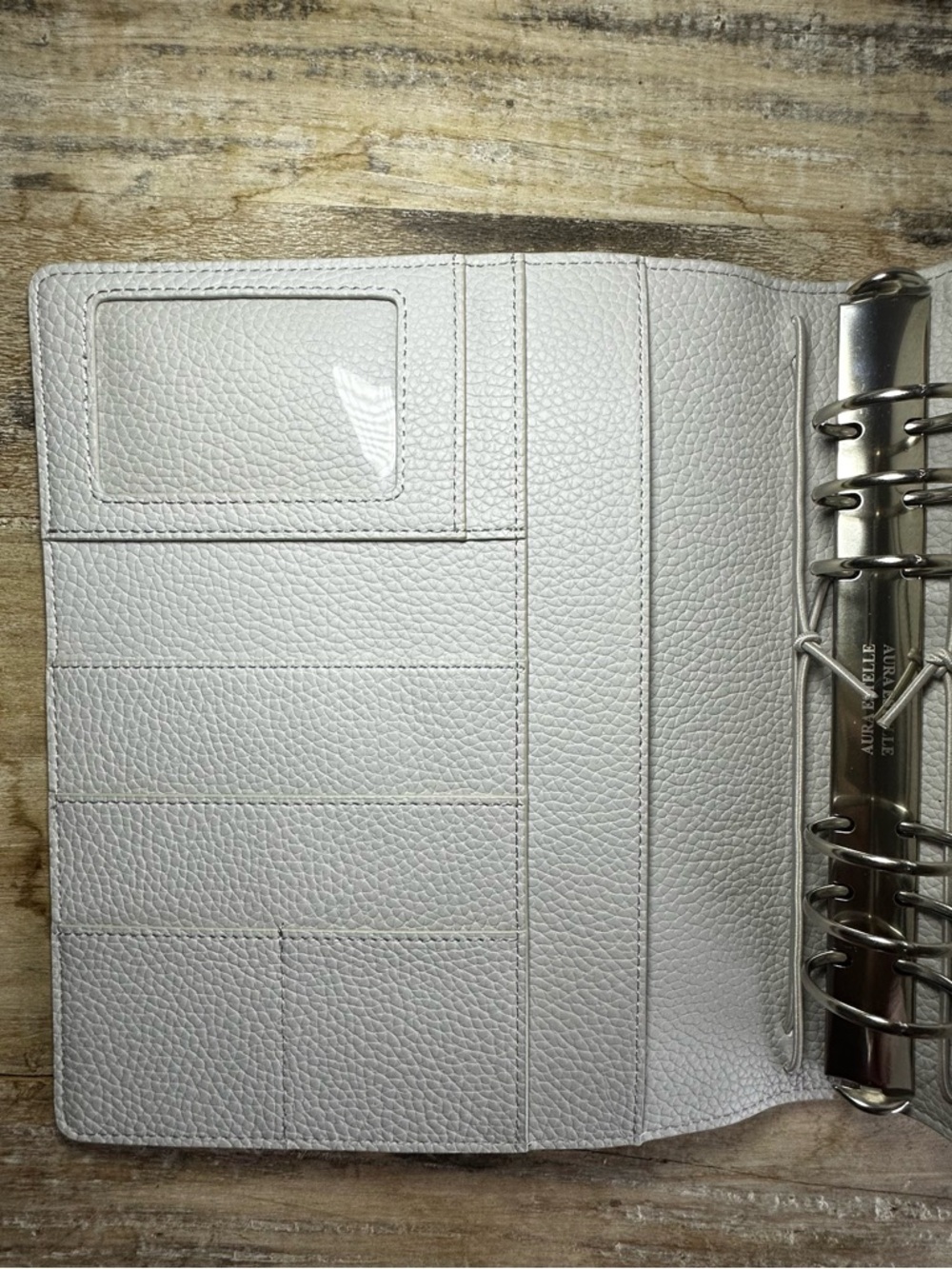 Aura Estelle Cloud Pearl Vegan Pebbled Leather A5 Wide Planner - Picture 4 of 11